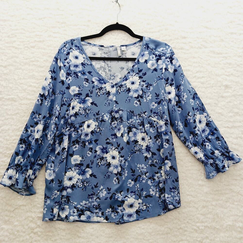 Blouse Babydoll Ruffle Blue Bloomcore Y2K Whimsycore Cottagecore Festival Size L